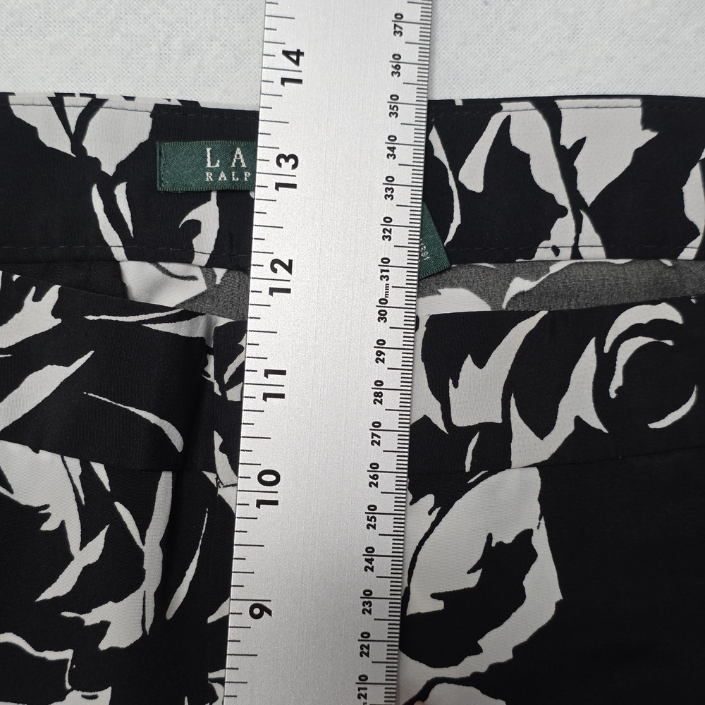 Lauren Ralph Lauren Black White Floral Wide Leg Pants Trousers Size 16 High Rise - Picture 8 of 9